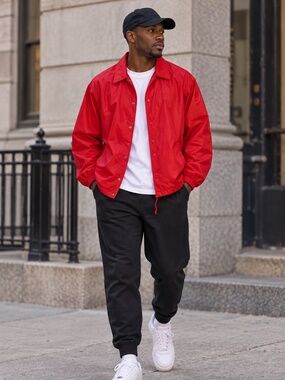 Puritan Men's L Red Coaches Jacket Windbreaker